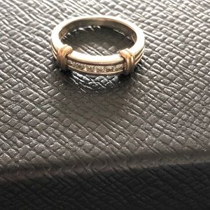Real 6 Diamond White Gold Ring. Size 4.5